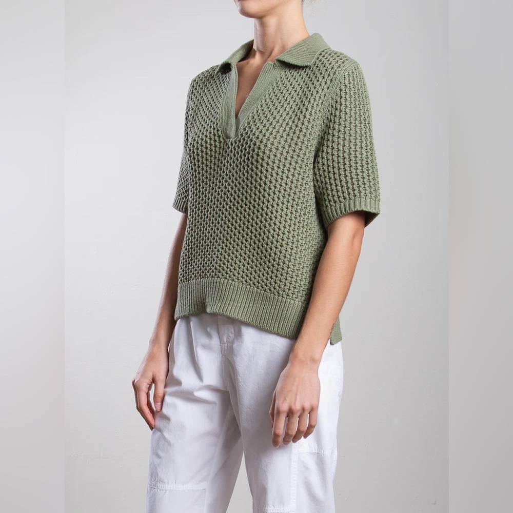 Max Studio Olive Short Sleeve Knit Top